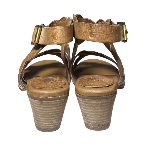 ANTELOPE Brown Tan Leather Scallop Crossover Ankle Strap Sandals Size 38 7 7.5 - Picture 7 of 11